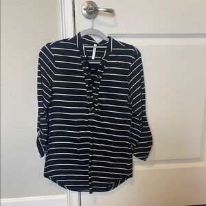 Black and White Striped Women's Top